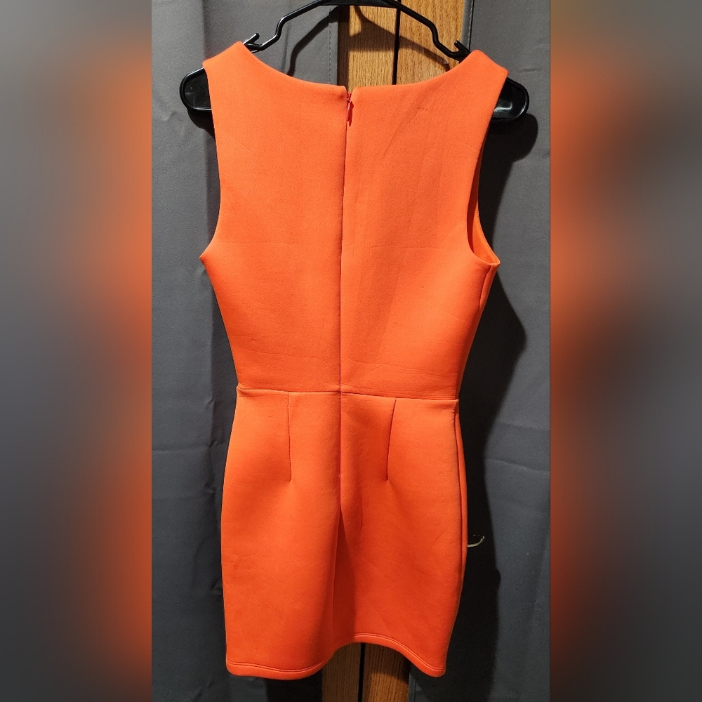 Bebe Orange Bodycon Deep Plunge Cocktail Dress - Picture 7 of 7